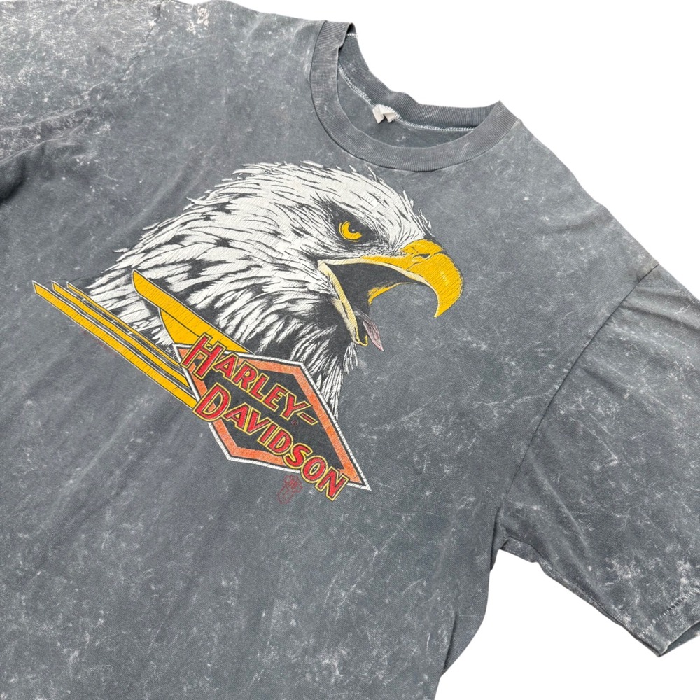 Vtg Harley Davidson T-Shirt Mens XL Gray Eagle Elkhart Indiana Made in USA